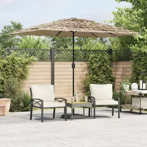 Berkfield Garden Parasol with LEDs and Steel Pole Brown 300x200x250 cm