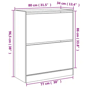 Berkfield Shoe Cabinet Concrete Grey 80x34x96.5 cm Engineered Wood