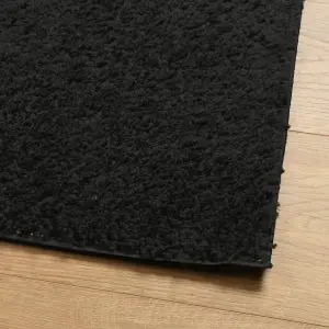 Shaggy Rug PAMPLONA High Pile Modern Black 120x120 cm