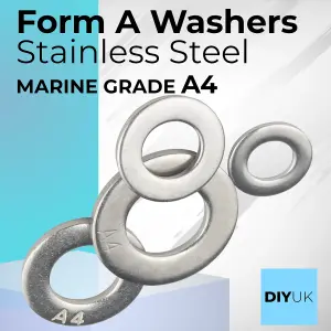 M1.6 Form A Flat Washers A4 Stainless Steel Premium Marine Grade Metal Washer DIN 125 / Size: M1.6 / Pack of: 10