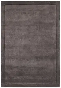 Handmade Modern Easy to Clean Black Shaggy Bordered Plain Wool Rug for Living Area & Bedroom-200cm X 290 cm