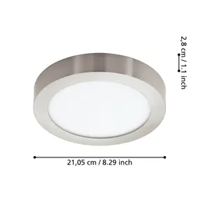 Eglo Fueva-Z Round Satin Nickel Smart Control Colour Changing LED Ceiling Light, (D) 21cm