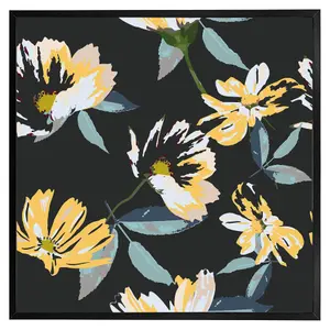 Yellow flowers on green (Picutre Frame) / 12x12" / Black