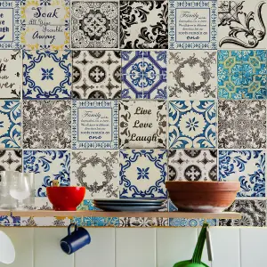 Walplus Earth Vintage Azulejo Combo Mix Tile Stickers