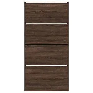 Berkfield Shoe Cabinet with 4 Flip-Drawers Brown Oak 80x21x163.5 cm