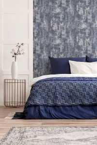 Arthouse Stone Textures Navy/Silver Wallpaper