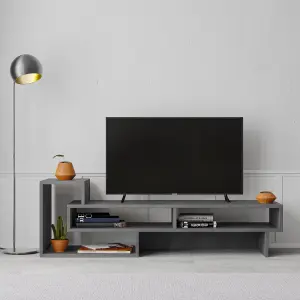 Decortie Tetra Modern TV Stand Open Shelves Retro Grey Multimedia Centre 43" TVs 136.5 cm Wide