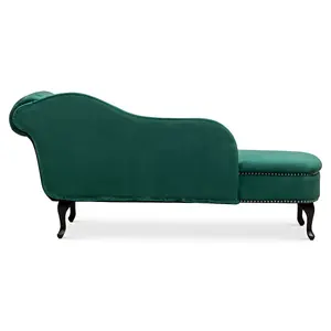 Left Hand Chaise Lounge in Velvet Emerald Green