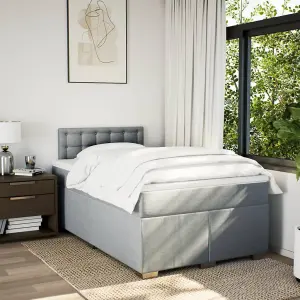 Berkfield Box Spring Bed with Mattress Light Grey 120x190 cm Fabric