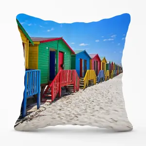 Beach Huts At Muizenberg Beach Cushions 45cm x 45cm