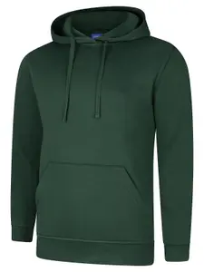 Uneek - Unisex Deluxe Hooded Sweatshirt/Jumper - 60% Ring Spun Combed Cotton 40% Polyester - Bottle Green - Size XS