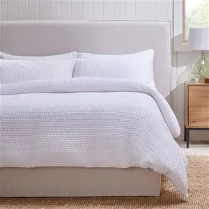 DUSK Portofino 200 Thread Count Waffle Duvet Cover - Cotton - White - Single