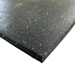 Rubber Crumb Gym Floor Tiles - 1m x 1m - 10mm -  Yellow Fleck