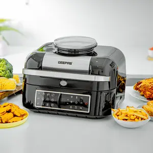 Geepas Vortex 6.5L Air Fryer & Smokeless Indoor Grill | 12-In-1 Smart XL Multicooker