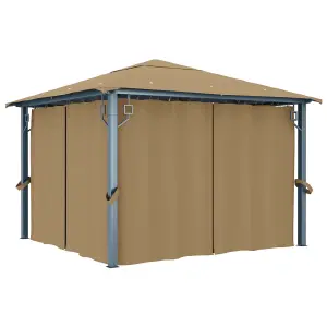 Berkfield Gazebo with Curtain 300x300 cm Taupe Aluminium