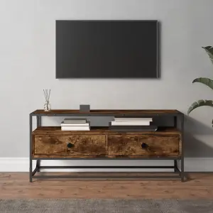 Berkfield TV Cabinet Smoked Oak 100x35x45 cm Engineered Wood