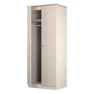 Sussex Ready assembled Traditional Beige & oak Tall Double Wardrobe (H)1970mm (W)770mm (D)530mm