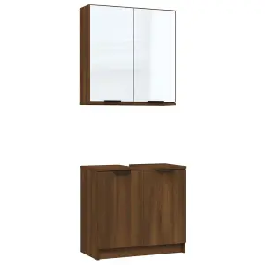 Berkfield 2 Piece Bathroom Cabinet Set Brown Oak Engineered Wood