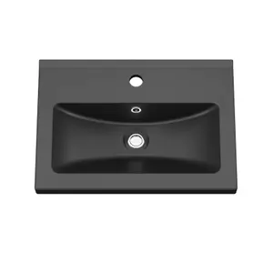 GoodHome Nira Matt Black Rectangular Vanity Basin (W)50cm