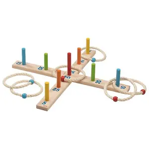 Goki Hoopla Ring Toss Game Wood Rope Toy