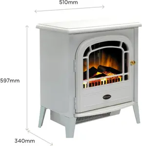 Dimplex Courchevel Optiflame Electric Stove, White Cast Iron Effect Free Standing Electric Fire with Artificial Logs and Embers, L