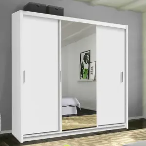 Sliding Wardrobes 4U Meldon Tripple Sliding Door Wardrobe in 6 Colors White, Black, Grey, Oak, Wenge & Walnut - W2500mm, H2170mm