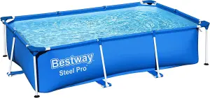 Bestway 56403 Steel Pro Frame Pool Without Pump Square Steel Family Blue Swimming 259 x 170 x 61 cm