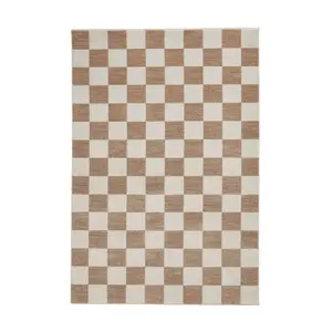 Baltimore 66618 Checkerboard Geometric Modern Rugs in Beige - 160x220cm