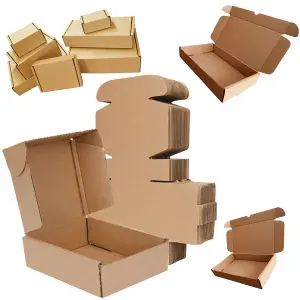 100 x Brown 8x4x4" Strong Single Wall Die Cut Packing Shipping Boxes