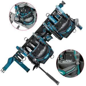 Makita E-05169 3 Pouch Super Heavyweight Duty Tool Belt Set + Strap Loop System