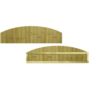 Dome Top Tongue & Groove Fence Panel (Pack of 3) Width: 6ft x Height: 1ft Vertical Interlocking Planks Fully Framed