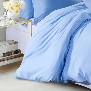 Marnisha Polyester Solid Colour Duvet Cover Set with Pillowcases Light Blue / Double - 2 Standard Pillowcases