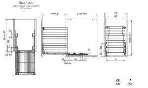 Soft close laundry basket - 300mm, chrome - sliding system REJS