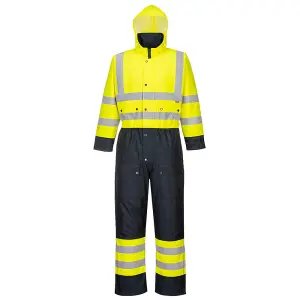 Hi-Vis Contrast Coverall - Yellow and Navy Winter Lined Suit XXL