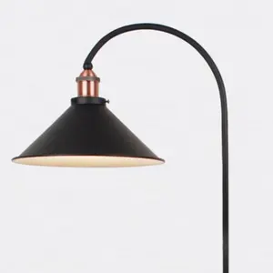 First Choice Lighting Set Of 2 Matt Black With Brushed Copper Floor Lights