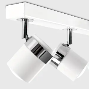 ValueLights Rosie Modern 4 Way Gloss White Straight Bar Ceiling Spotlight