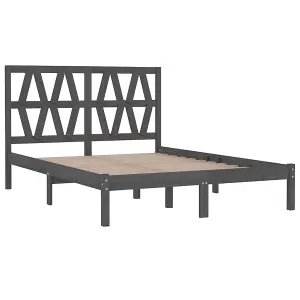 Berkfield Bed Frame Grey Solid Wood Pine 200x200 cm