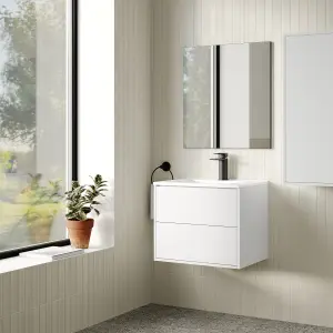 Banyetti Venti 600mm Wall Hung Vanity Unit with Basin - Matt White