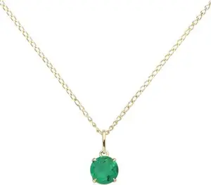 Revere 9Ct Gold Created Emerald Solitaire Pendant Necklace