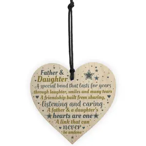 Red Ocean Father And Daughter Gifts Handmade Wooden Heart Father Gifts From Daughter Keepsake Plaque