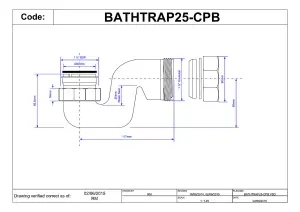 McAlpine BATHTRAP25-CPB 25mm Water Seal Chrome Plated Brass Bath Trap with 1" Universal Outlet