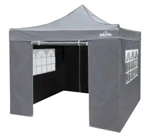 Dellonda Premium 2x2m Pop-Up Gazebo & Side Walls with Carry Bag, Stakes & Weight Bags