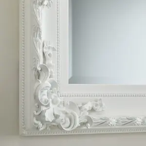 Wall Mirror Vintage Carved Louis Handcrafted and finished Rectangular Shaped with White Frame -H 110cm x W 80cm