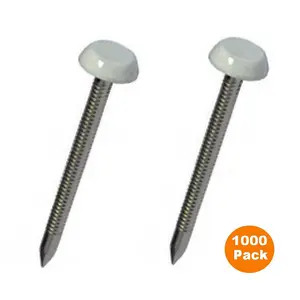 1000 x Light Grey UPVC 30mm Poly Top Pins Plastic Headed Fascia Fixings