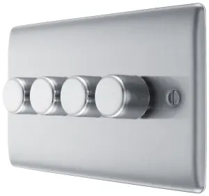 BG Nexus Quad Intelligent Led Dimmer Switch 2-Way On/Off Brushed Steel - NBS84