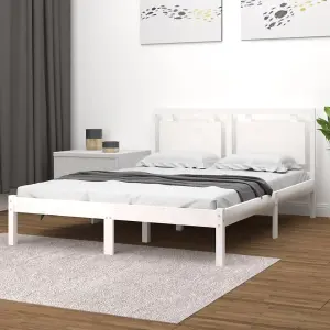 Berkfield Bed Frame White Solid Wood 200x200 cm