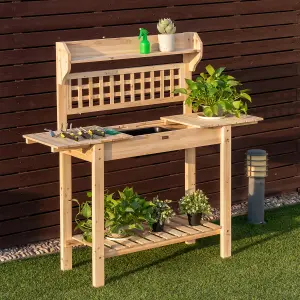 Costway Wooden Garden Potting Table Backyard Patio Balcony Workbench