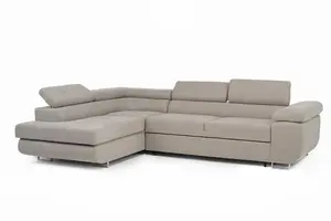 Furniture Stop - Eugene Corner Sofabed Light Grey Left Hand