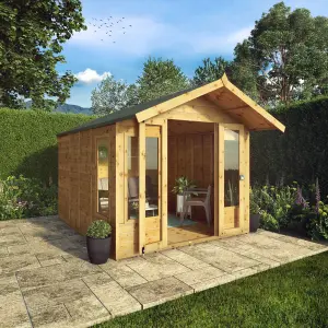 Mercia Sussex 10x8 ft with Double door & 4 windows Apex Wooden Summer house