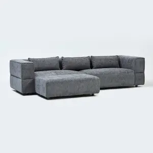 Aurora 4 Seater Sofa in Mikah Ashen with Ottoman